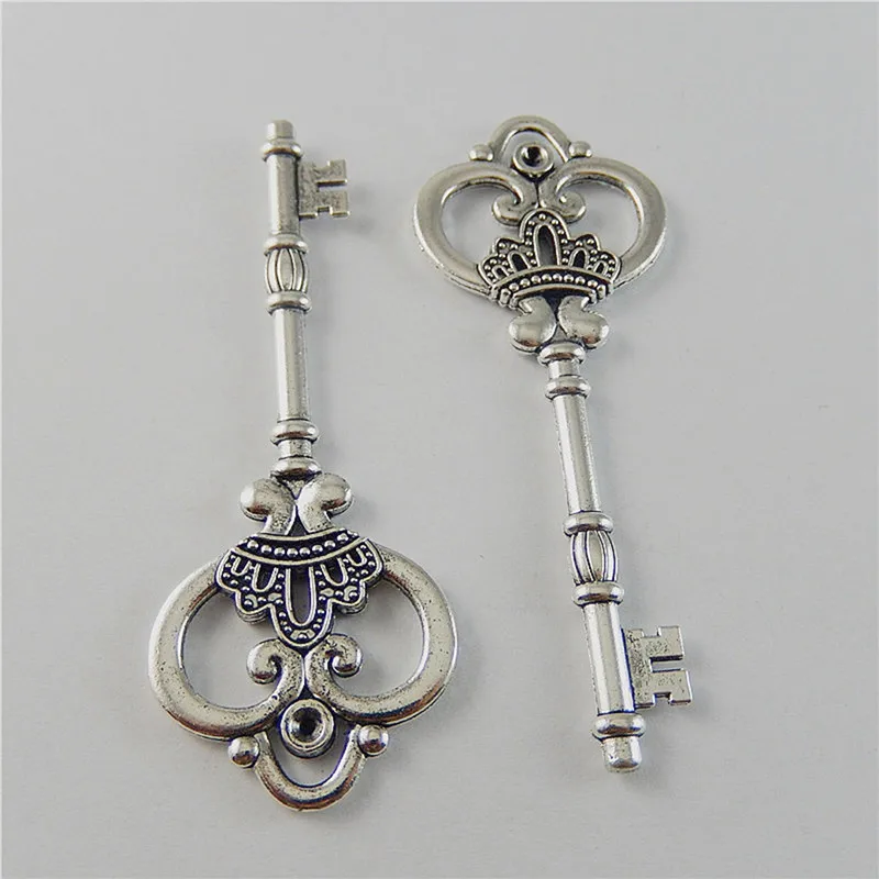 

GraceAngie 2PCS/Pack Alloy Antique Silver Large Vintage Classic Style Creative Keys Shape Jewelry Findings Pendant Charms