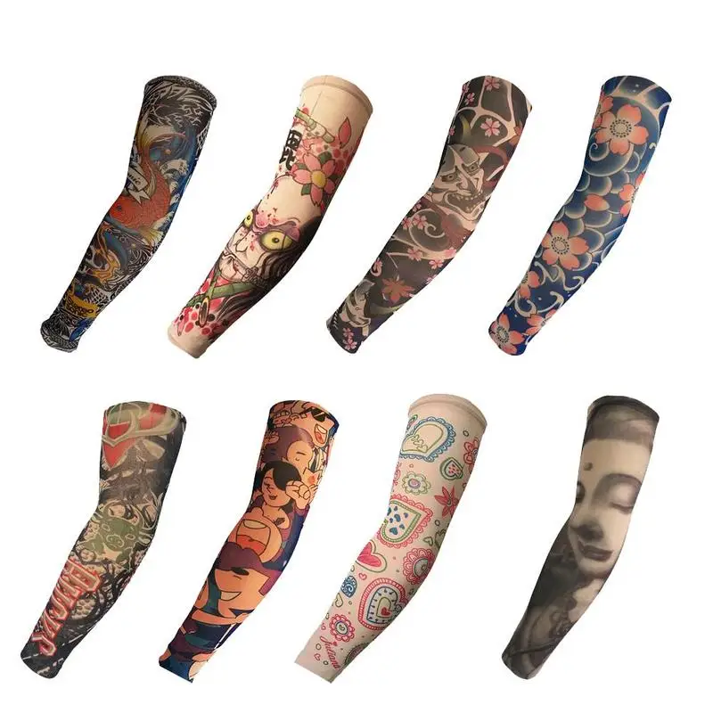 

1pc Sunscreen Uv Protection Tattoo Sleeves Arm Set Large Flower Arm Tattoo Ice Sleeve Sweatproof And Breathable Tattoo Sleeve