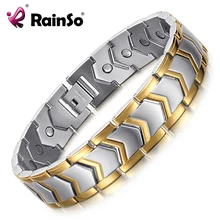 Rainso pulsera hombres joyería de acero inoxidable de calidad superior saludable nuevo imán bio energy pulseras y brazaletes de moda para hombre