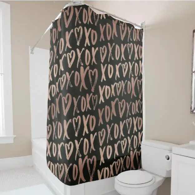 Trendy Black Rose Gold Hugs And Kisses Shower Curtain Bathroom Curtain Set Couple Modern Bathroom Decor Accessories Printed 180 Shower Curtains Aliexpress