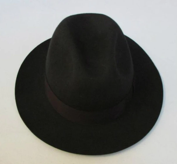 crushat шерсть из Австралии Fedora мода унисекс черный Хомбург Панама джазовая, шляпа для мужчин Панама Fedora Черные Шляпы B-1540