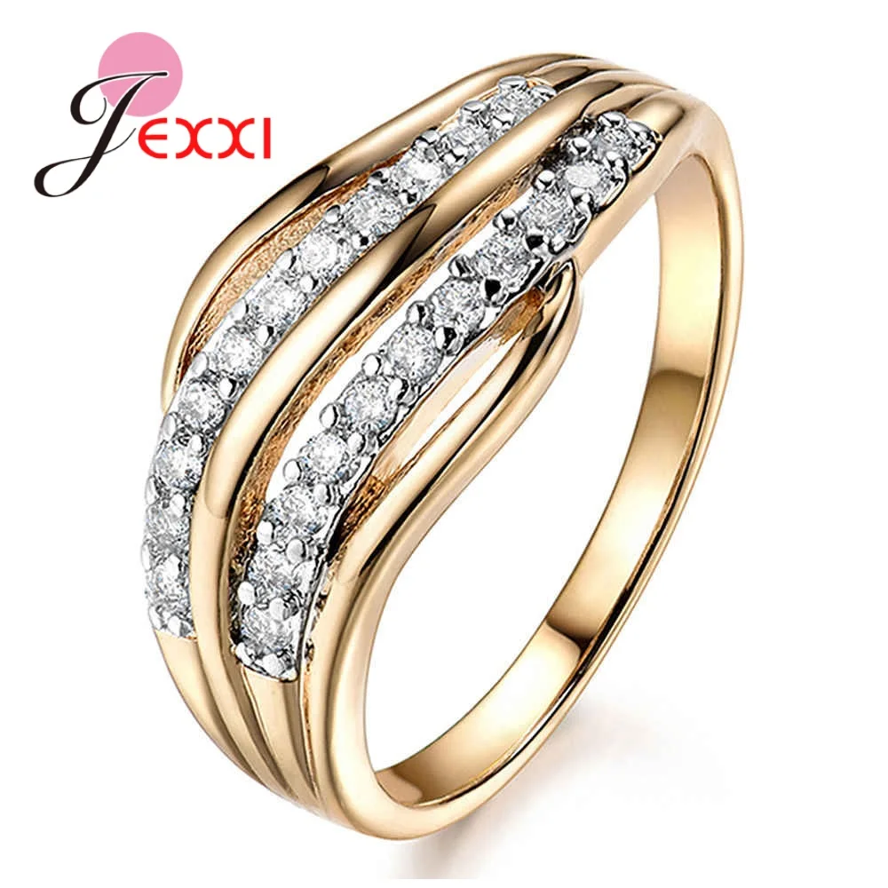 New Geometric Style Women Fashion Wedding Engagement Party Jewelry Trendy 925 Sterling Silver Shinning Crystal Rings Big Sale