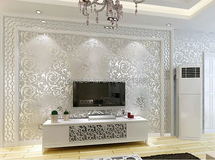 Popular 3d Design Silver Gold Bedroom Wallpaper Modern Style