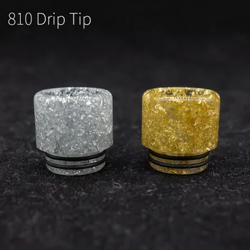 

1pc resin 810 gold drip tips for rda rta atomizer bling 810 shiny drip tip with dual ring mouthpiece