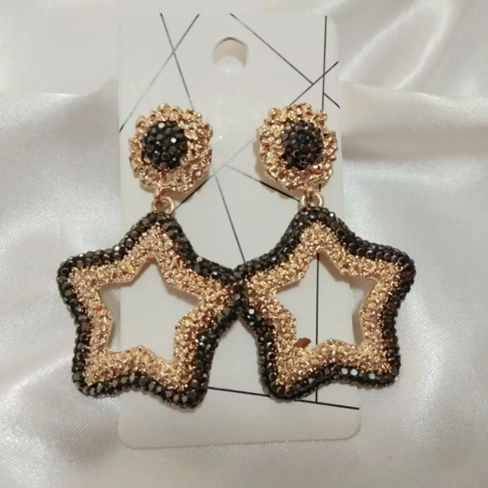 

Elegant Gold Silver Rhinestone Star Earrings Women Unique Metal Dangle Earrings Korean Jewelry trendy Womens Earrings in Jewelry