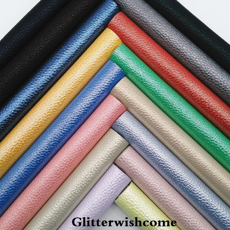 

Glitterwishcome 21X29CM A4 Size Vinyl For Bows Embossed Litchi Grain Leather Fabirc Faux Leather Sheets for Bows, GM115A