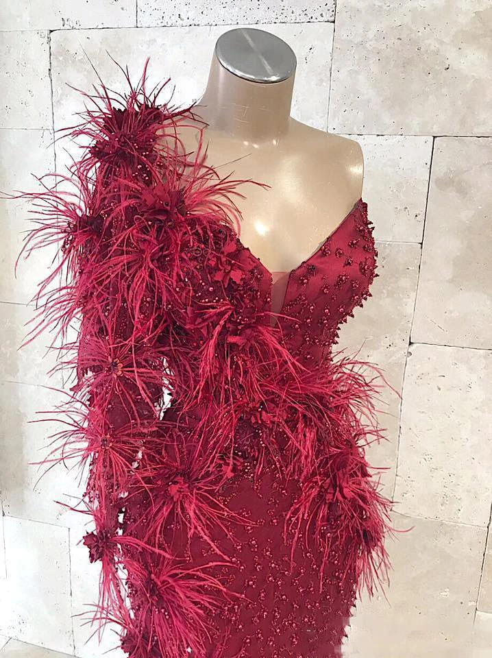 one-shoulder-burgundy-mermaid-prom-dresses-lace-beads-3d-floral-appliqued-floor-length-evening-gowns-customade-black-girls-party-dress