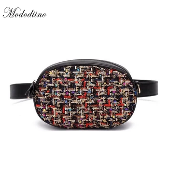 

Mododiino Luxury Woolen Cloth Women Waist Bags Brand Design PU Leather Waist Packs Fashion Women Bags Chain Shoulder Bag DNV0508