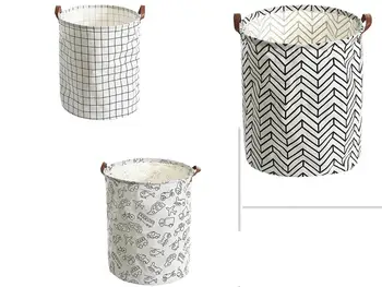 

HONGRUI Foldable Cotton & Linen Laundry Basket Round Storage Box Organizer Great for Book, Toy, Clothes (1 PC)