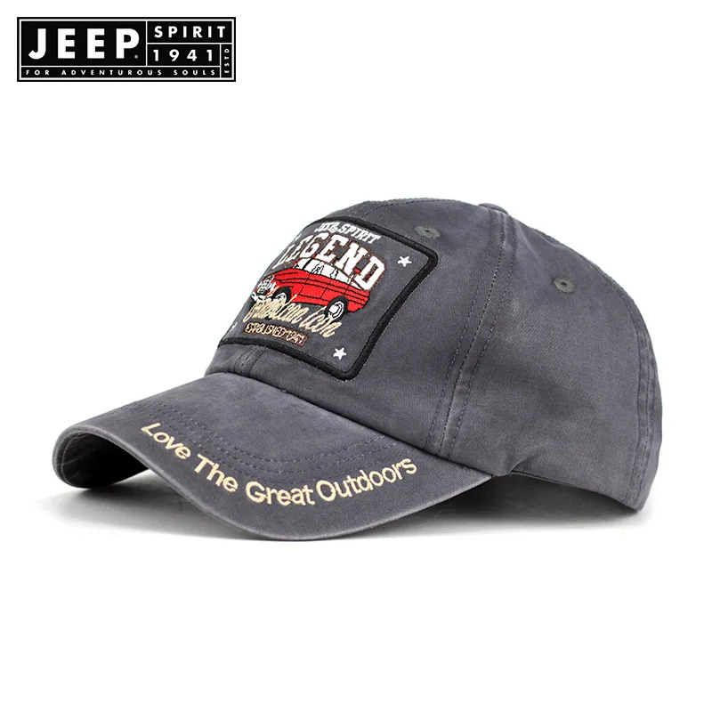 JEEP SPIRIT брендовая бейсболка Мужская кепка в стиле унисекс с принтом буквы Повседневная Кепка s Регулируемая Повседневная бейсбольная кепка для мужчин - Цвет: Темно-серый