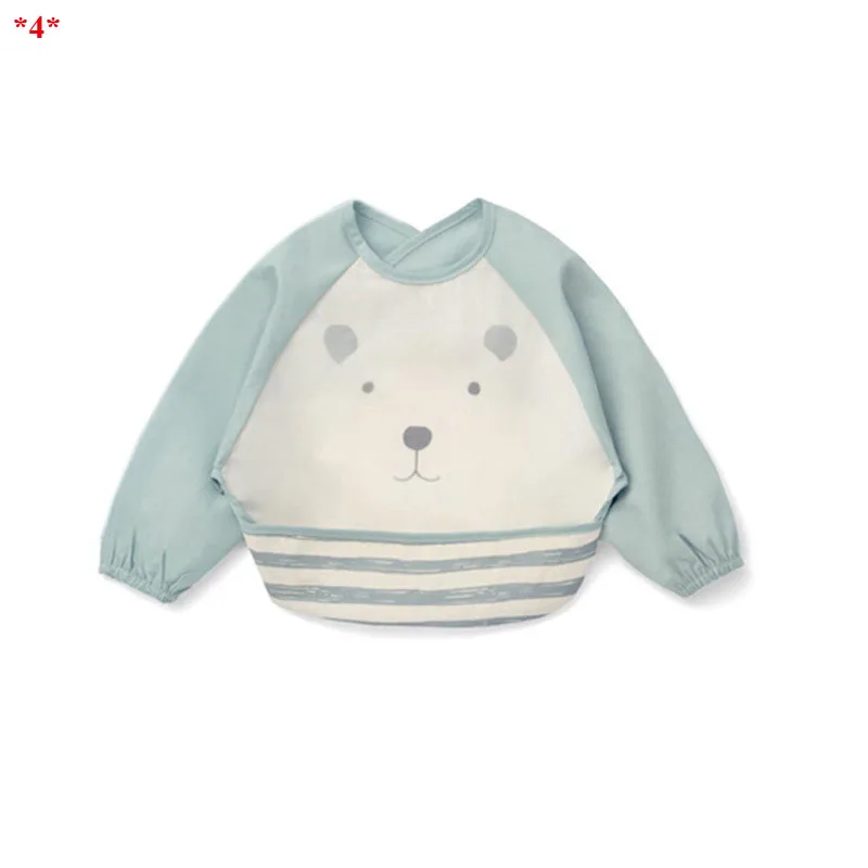 

6-24 Months Baby Bibs Cartoon Apron Waterproof Baby Stuff Feeding Burp Cloths with Long Sleeves Newborn Kids Saliva Towel