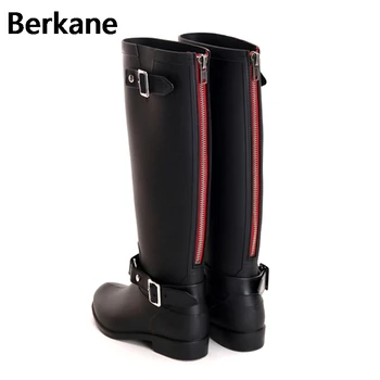 

Punk Fashon Rain Boots Women Outdoor Rubber Ladies Water Shoes 2019 Back Zip Pvc High Boots Women's Shoes Plus Size Botas Mujer
