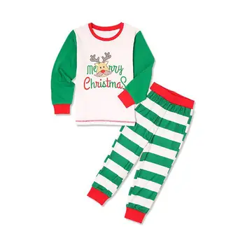 

Autumn Winter New Style Leisure Night Wear Sleep Wear Striped Parent-child Suit Christmas Print Family Pajamas Set