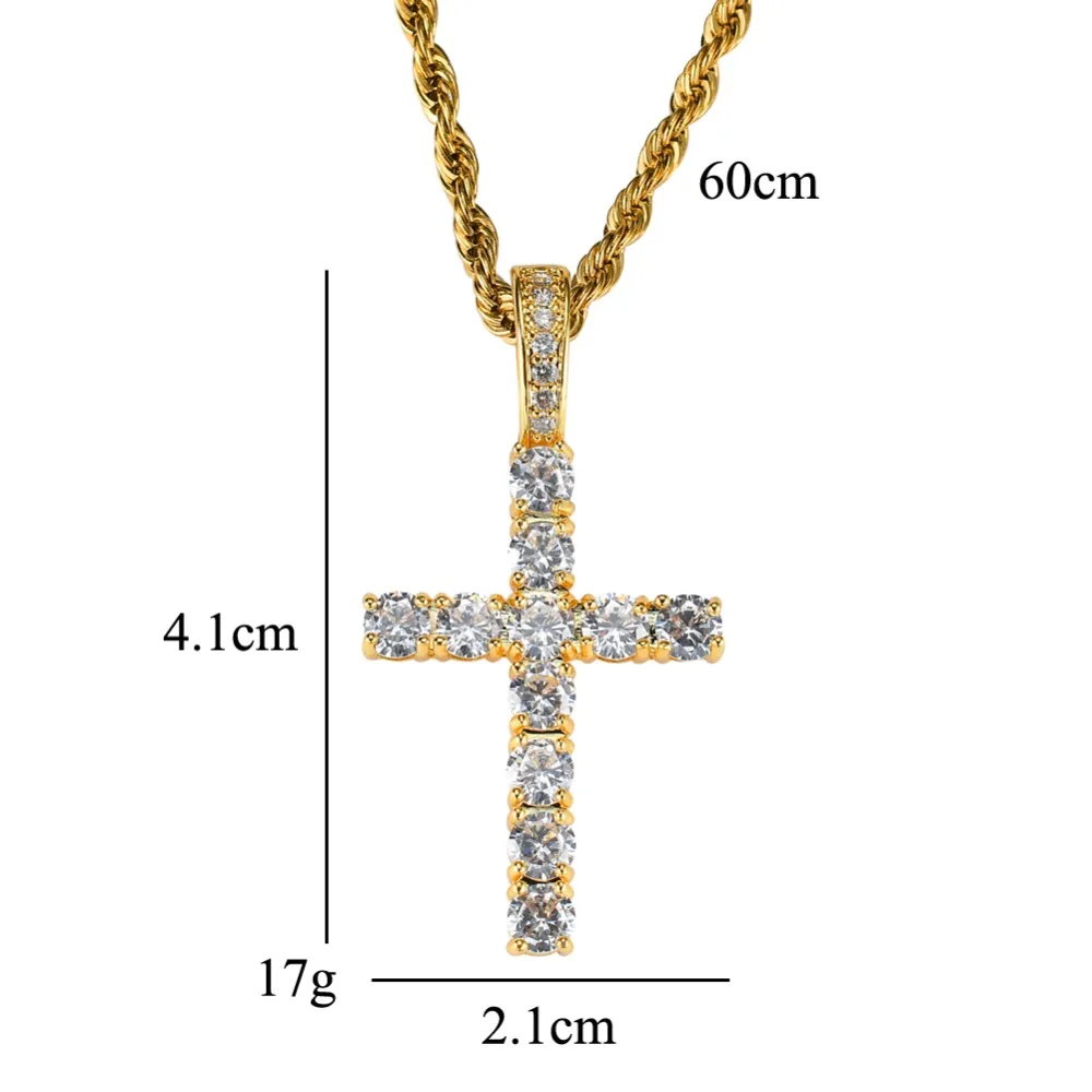 Кулон в стиле хип-хоп с крестом, медное микро-ожерелье с AAA цирконием, ювелирные изделия для мужчин и женщин CN020