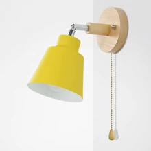 Nordic wooden wall lamp bedside wall lamp E27 sconce wall light for bedroom corridor 4 color with zip switch Freely rotatable
