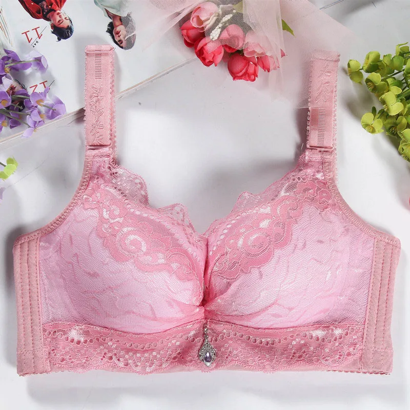 Lady Sexy Lace Bra Wire Free Back Closure Underwear Seamless Push Up Bralette (2)