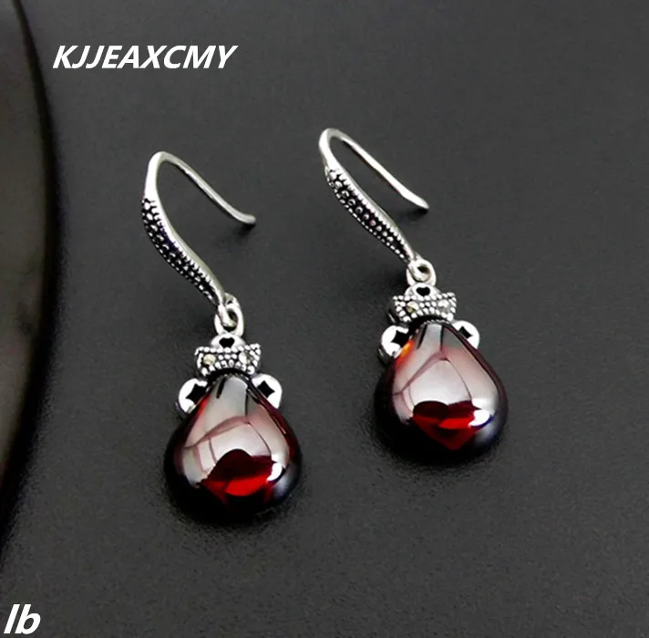 

KJJEAXCMY Fine jewelry Thai silver garnet agate 925 sterling silver drop earrings women's earrings new