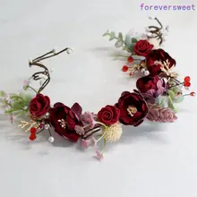 3 цвета красный синий розовый цветок Гирлянда Свадебные украшения для волос Свадебные аксессуары для волос Свадебная Тиара короны