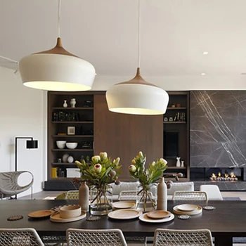 

Modern pendant light Oak Wood lamp E27 socket wood lampholder Hanging light white black Optionally 300mm / 350mm