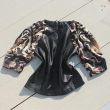 Женские шифоновые шорты из натуральной овечьей кожи с рукавом три четверти на молнии с коротким рукавом и леопардовым принтом, кожаная рубашка