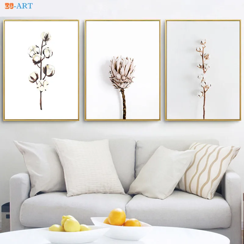 

Modern Canvas Painting Watercolor Cotton Prints Protea Flower Poster Minimalist Scandinavian Wall Art Home Decor