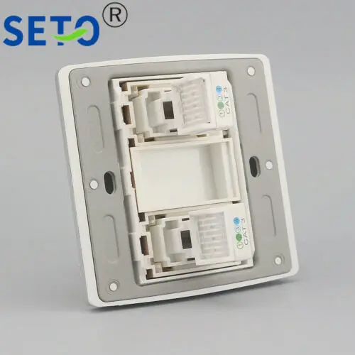 Сэто из 86 Тип двойной Порты RJ11 Cat3 телефонная панель гнездо трапецеидальных искажений Лицевая панель