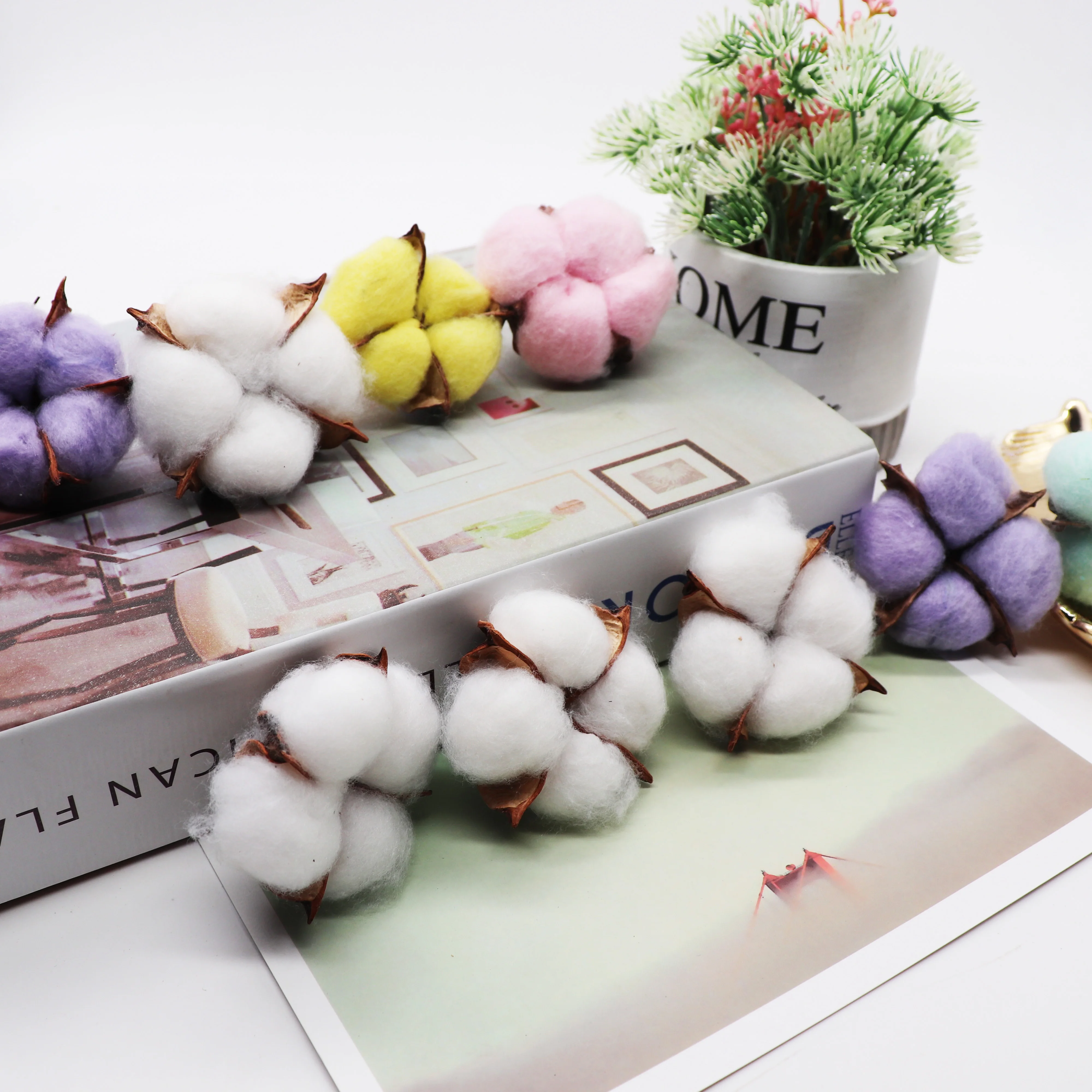 

5Pcs Artificial Flower Kapok Cotton Head for Wedding Christmas Home Decoration DIY Craft Wreath Scrapbook Natural Dried Flowers