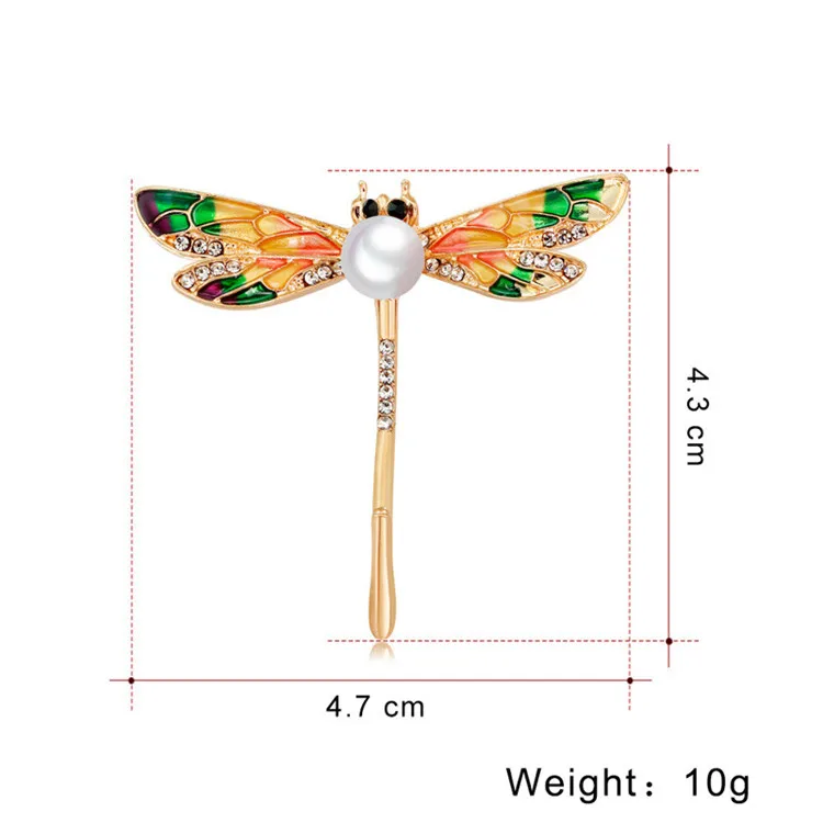 Эмаль Кристалл Винтаж собака пчела Сова Стрекоза Броши для женщин животное насекомое Брошь булавка ювелирные изделия банкетные аксессуары для свадеб - Окраска металла: dragonfly 1