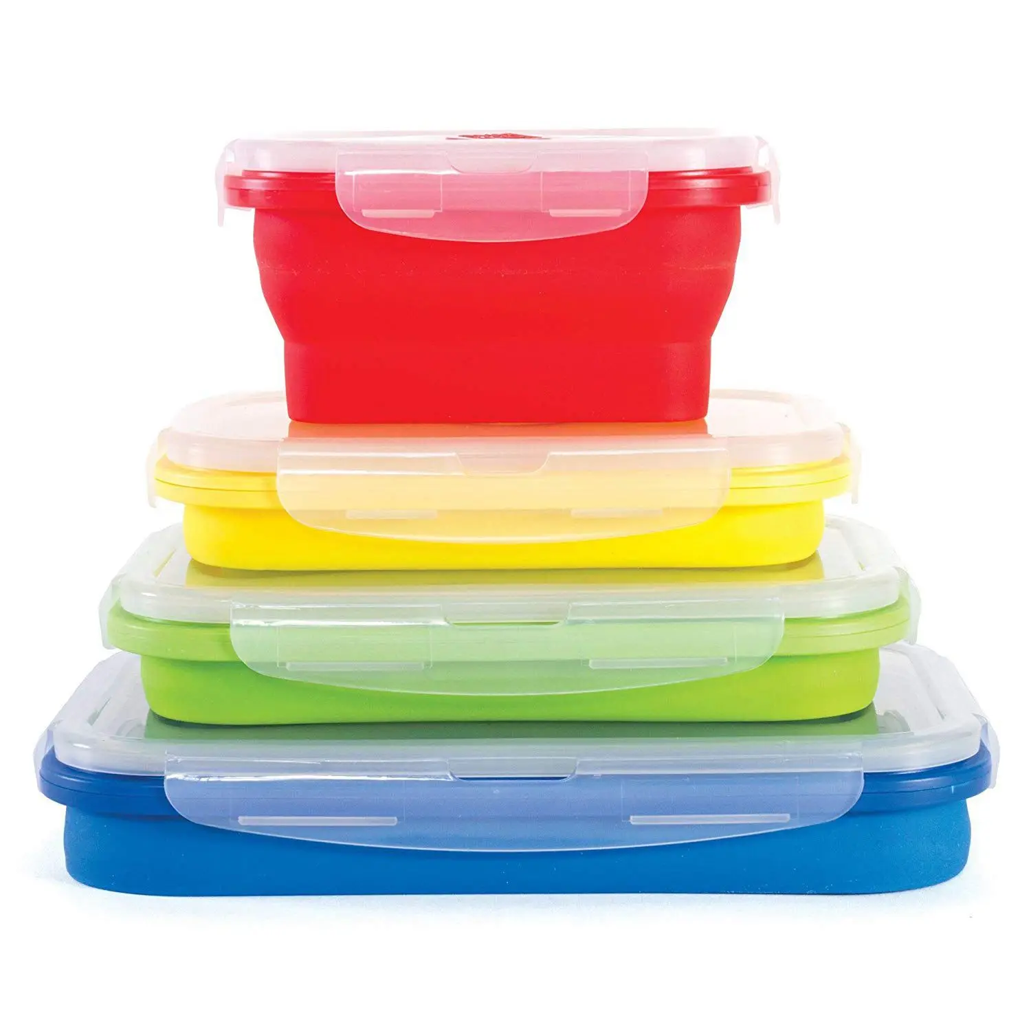 

Thin Bins Collapsible Containers-Set of 4 Silicone Food Storage Containers - BPA Free, Microwave, Dishwasher and Freezer Safe