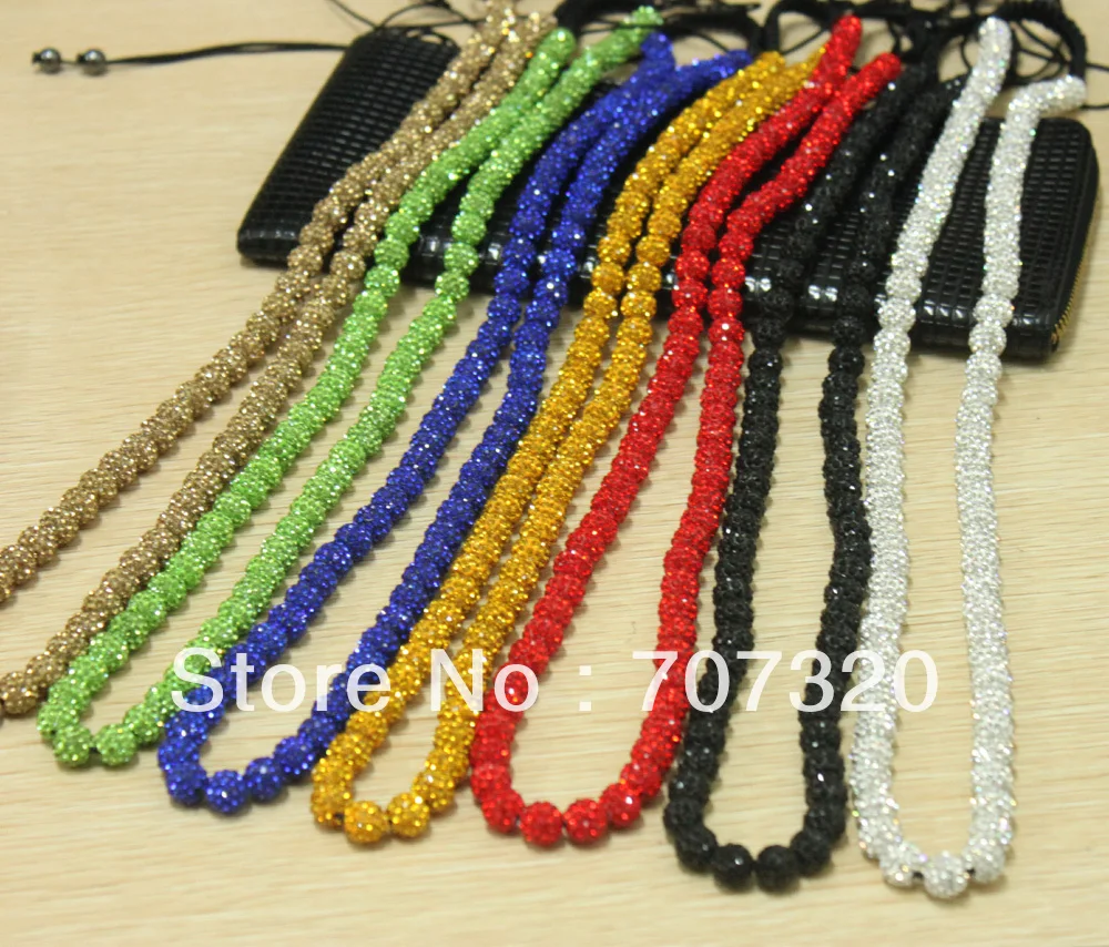 

50% off Cheap long men/women shamballa beads necklaces + free shamballa stud