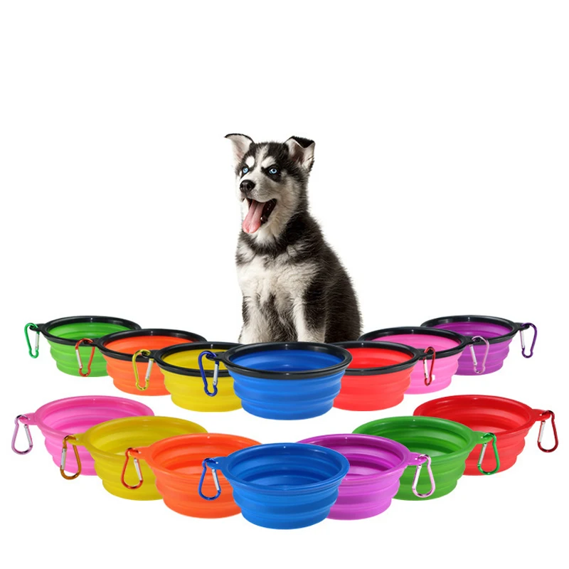 Dog Foldable Water Dish Pet Travel Portable Silicone Bowls Food Feeding Bowl 