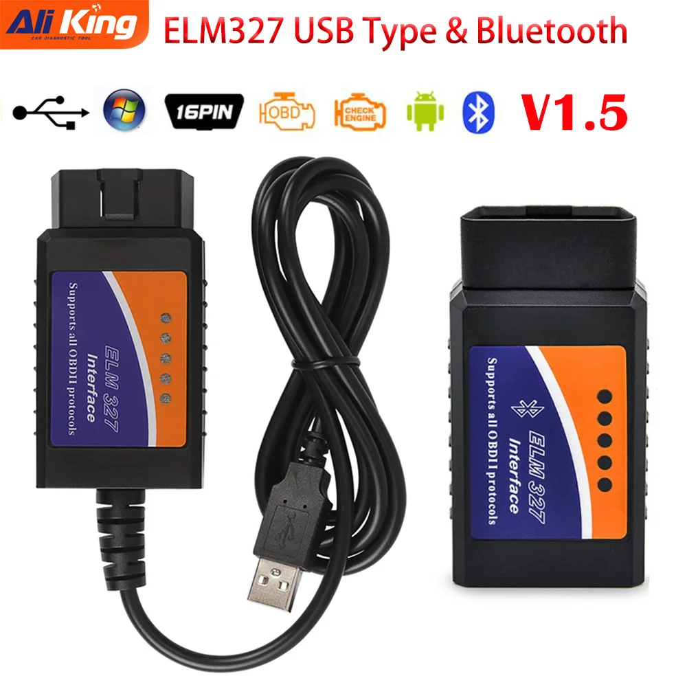 

Wifi ELM327 Car Diagnostic Tool Bluetooth elm 327 V1.5 OBDII Scanner USB Cable ELM327 Code reader mini elm327 For Android/ios