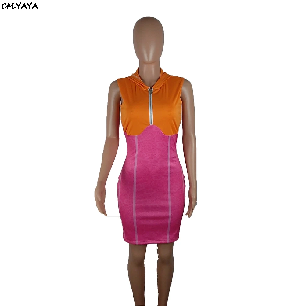 Женское облегающее платье миди без рукавов с капюшоном Вечерние Платья До Колена