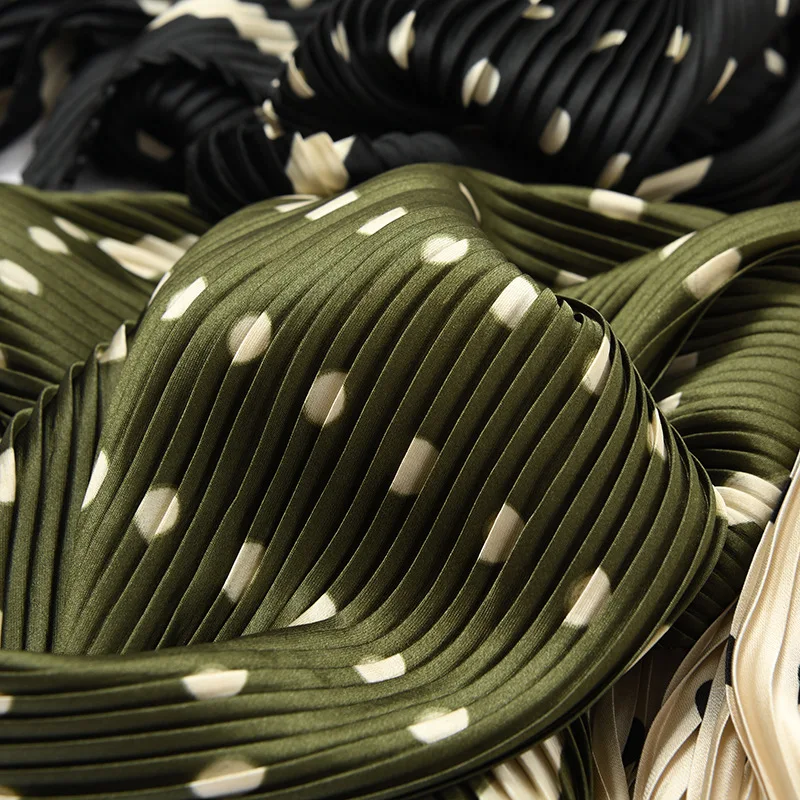 55x55cm Pleated Small Square Scarf Satin Silk 2019 New Leopard Dot Crinkle Bandana Hair Head Neck Wrap Bag Women Handkerchief