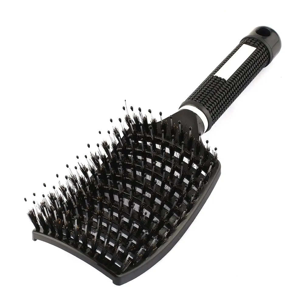 Ceramic Straightening Comb Double Sided Brush Clamp Hair Hairdressing Natural Fibres Bristle Hair Comb Hairstylig Tool