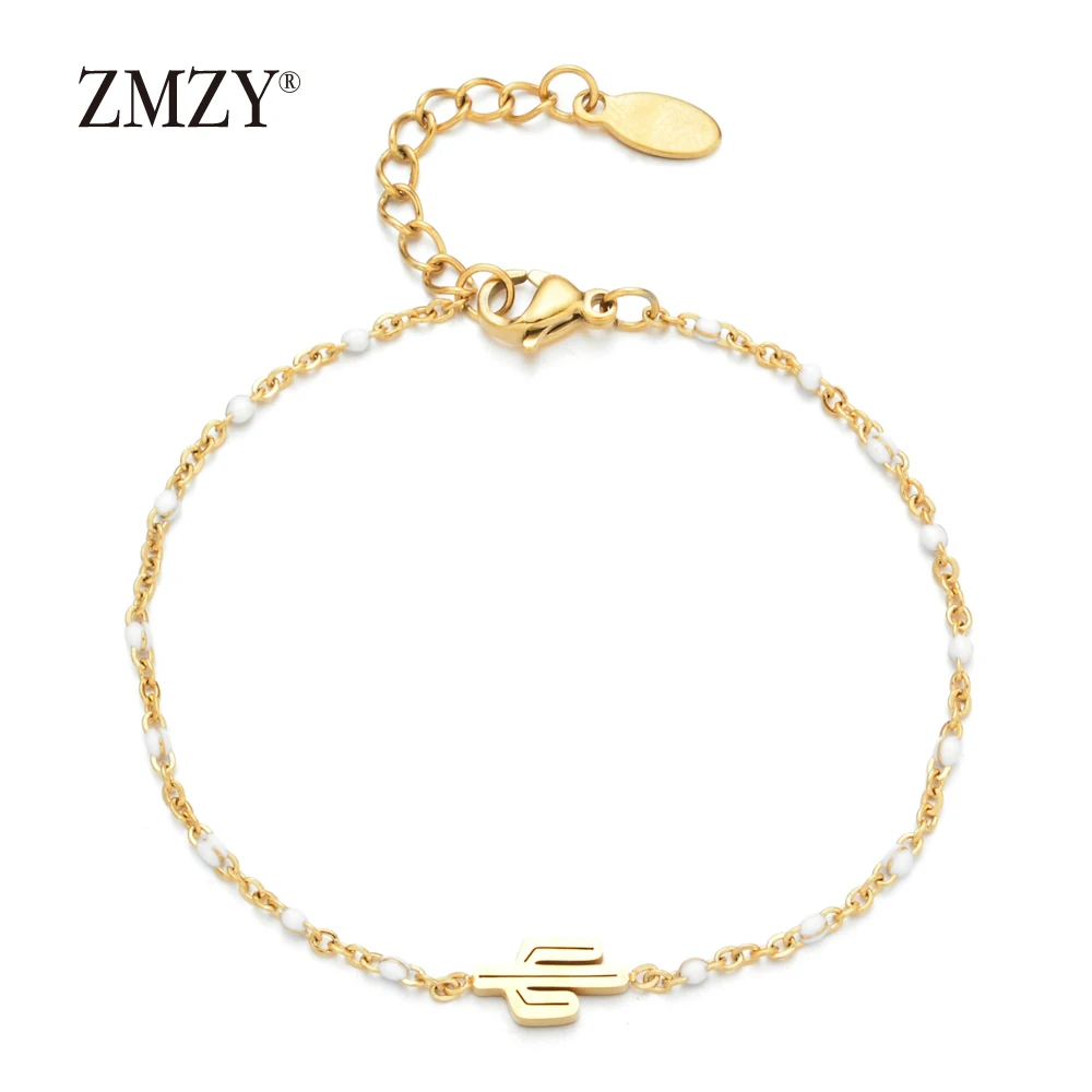 ZMZY 7pcs/lot Mixed Color Statement Charm Bracelet For Women Gold Color Link Chain Cactus Bracelet Female Minimalist Jewelry