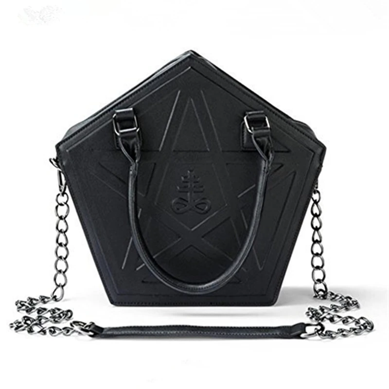 

Dark system gothic Punk handbag Women shoulder bag Designer leather tote Female chain Messenger bags hand bags bolso sac a main