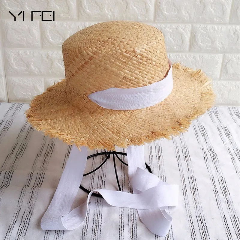 Sombreros de rafia tejidos a mano para mujer, sombrilla de paja, plegable, para playa, verano, -