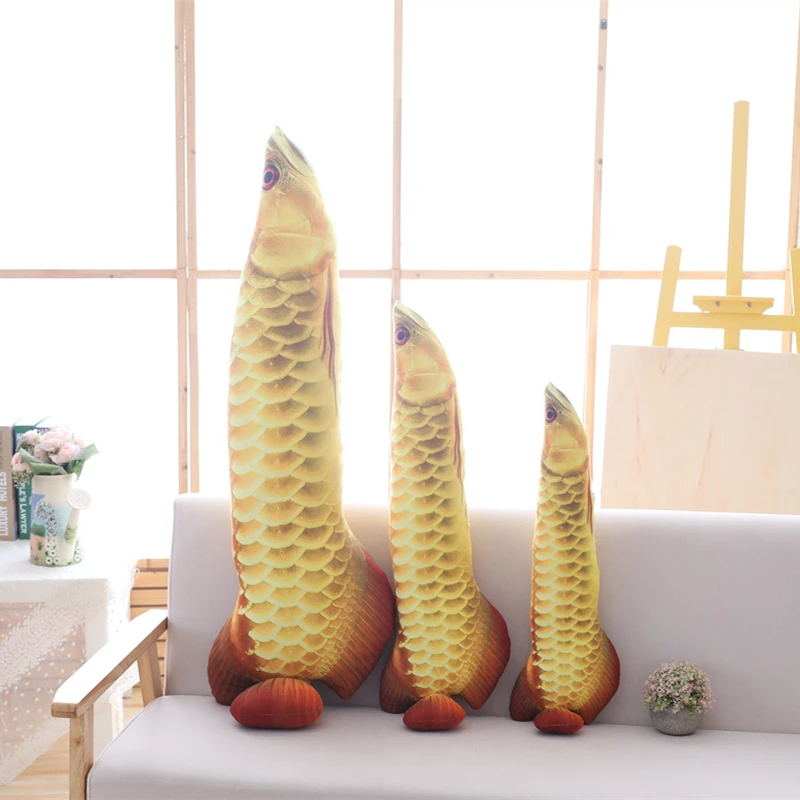 MIAOOWA 1PC Fashion Simulation Fish Stuffed Toy Baby Giant Cute Arowana Fish Plush Doll Funny Kid Girl Gift Soft Pillow Home Dec