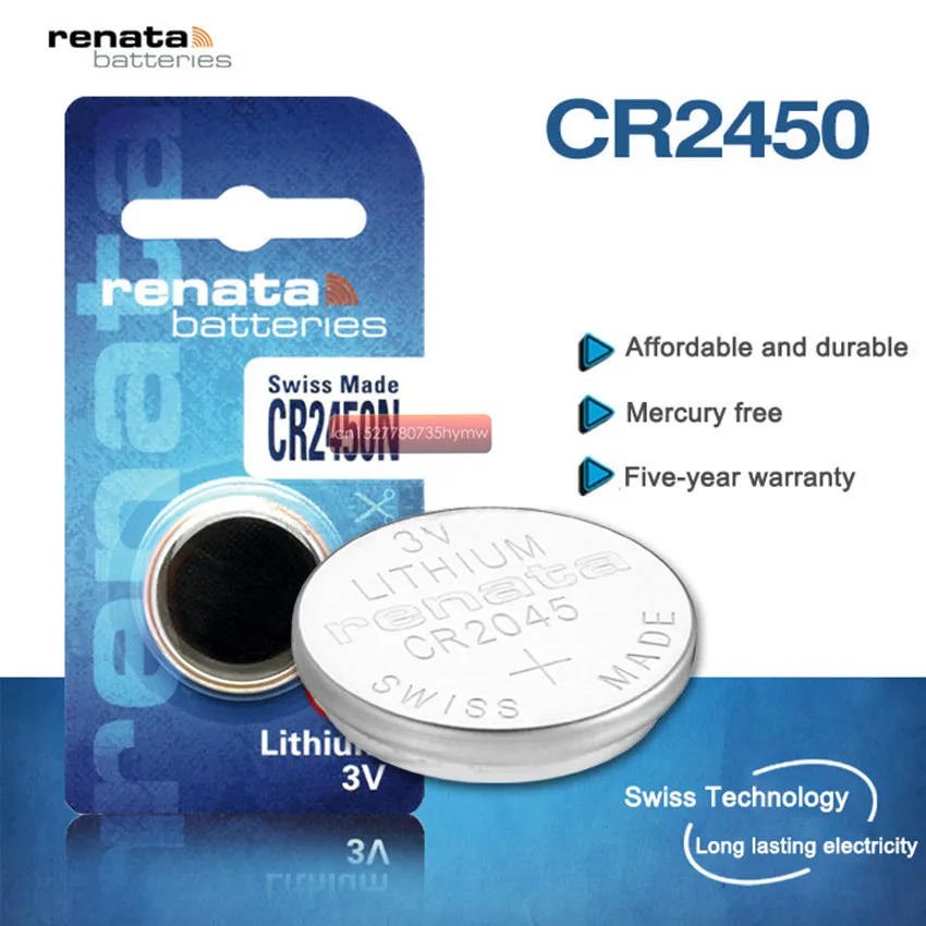 3pc New Original Renata CR2450 CR 2450 3V Lithium Button Cell Battery Coin Batteries For Watches,clocks,hearing aids