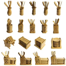 Китайский бамбуковый чайный набор инструментов, нож для Пуэра, ложка, клипса, ситечко, винтажные чайные наборы кунг-фу ручной работы, аксессуары для церемонии