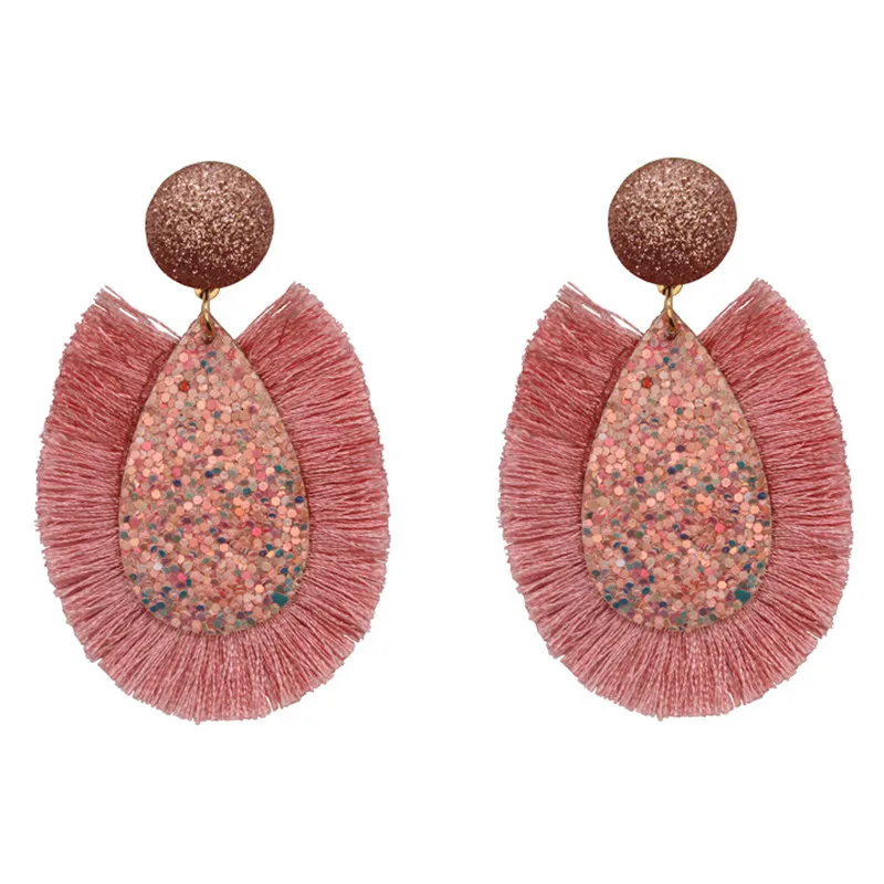 

2019 New Sequins tassels new fashion ladies geometric earrings bohemian style personality party jewelry yellow red retro