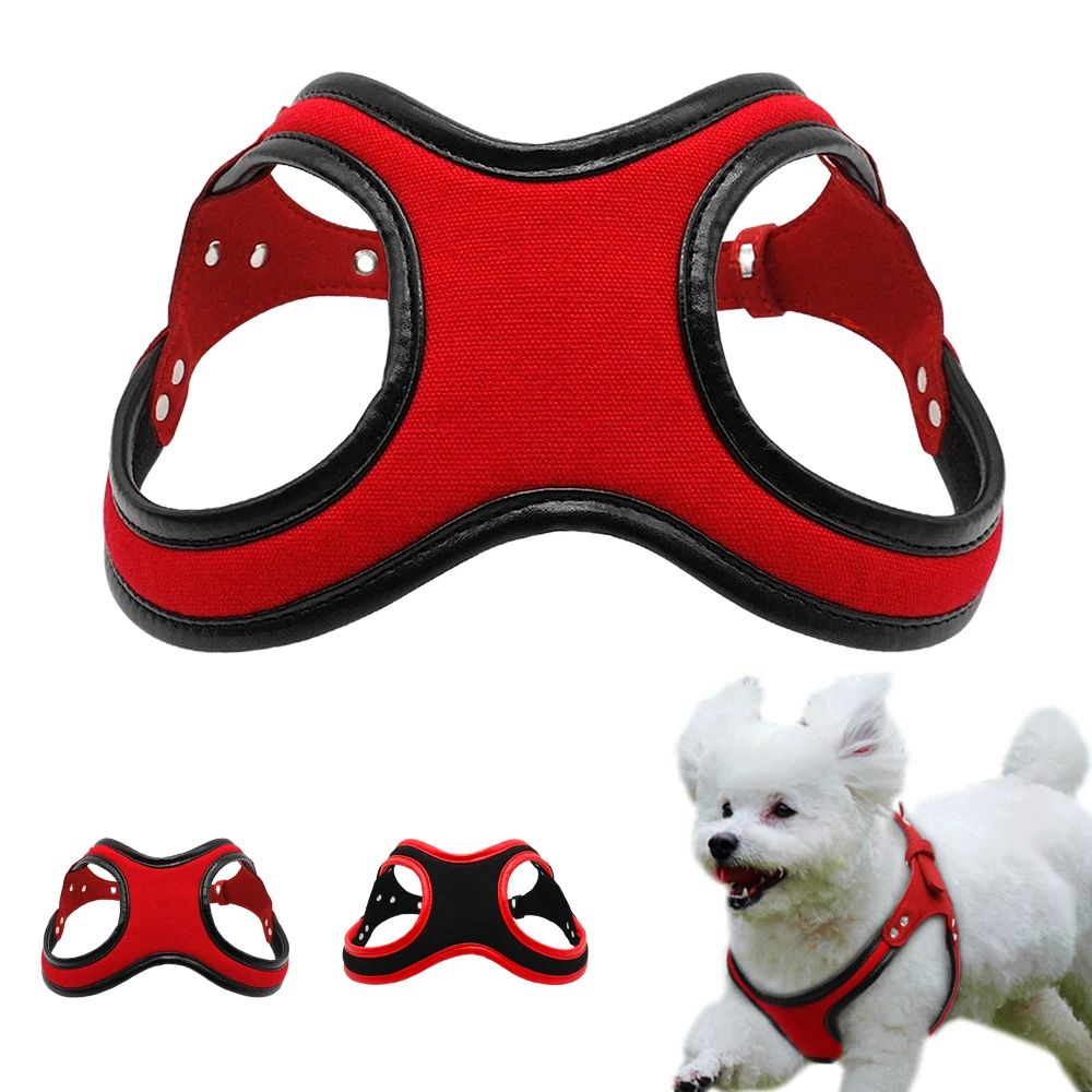 

Adjustable Puppy Dog Harness Vest Soft Suede Leather Small Dogs Harnesses With Rhinestone Accessories For Chihuahua Yorkie