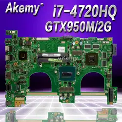 Akemy G550JX Материнская плата ноутбука для ASUS N550JX G550JX N550JV G550J N550J Материнская плата ноутбука i7-4720HQ Процессор GTX950M 2G