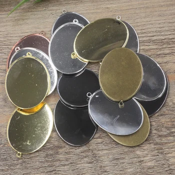 

30*40mm Oval 20pcs/bag Bronze/Silver/Gold/Black Base Settings,Zakka Blank Charms Pendant Trays Cameo Cabochons