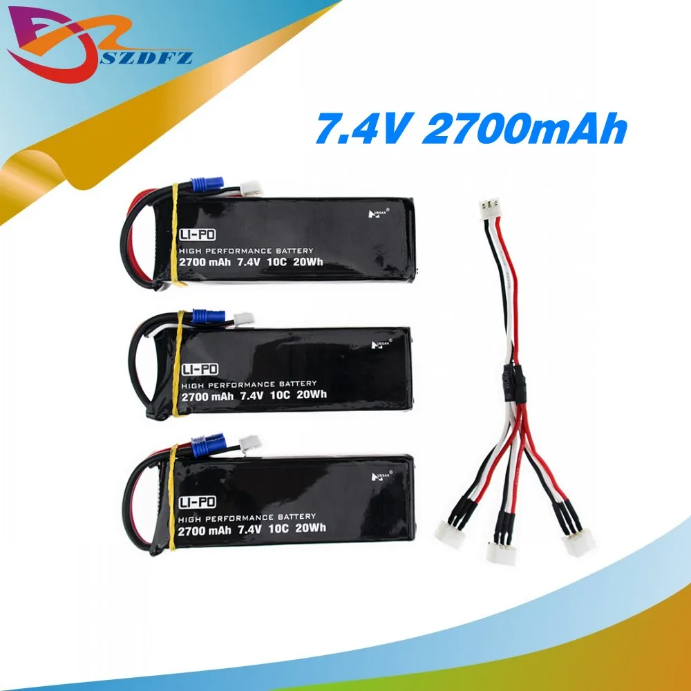 Hubsan H501S lipo battery 7.4V 2700mAh 10C Batteies 3pcs with cable for