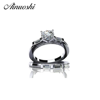 

AINUOSHI 1ct Engagement Wedding Ring Set Round Cut 925 Sterling Silver Ring for Women Band Wedding Promise Ring Bridal Jewelry