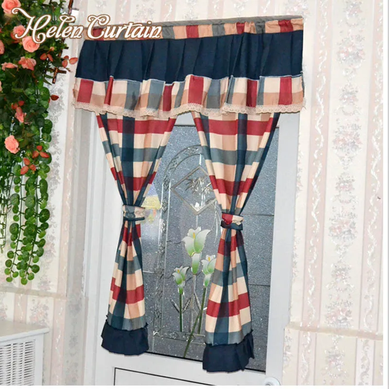 Buy Helen Curtain Modern plaid kitchen door curtain