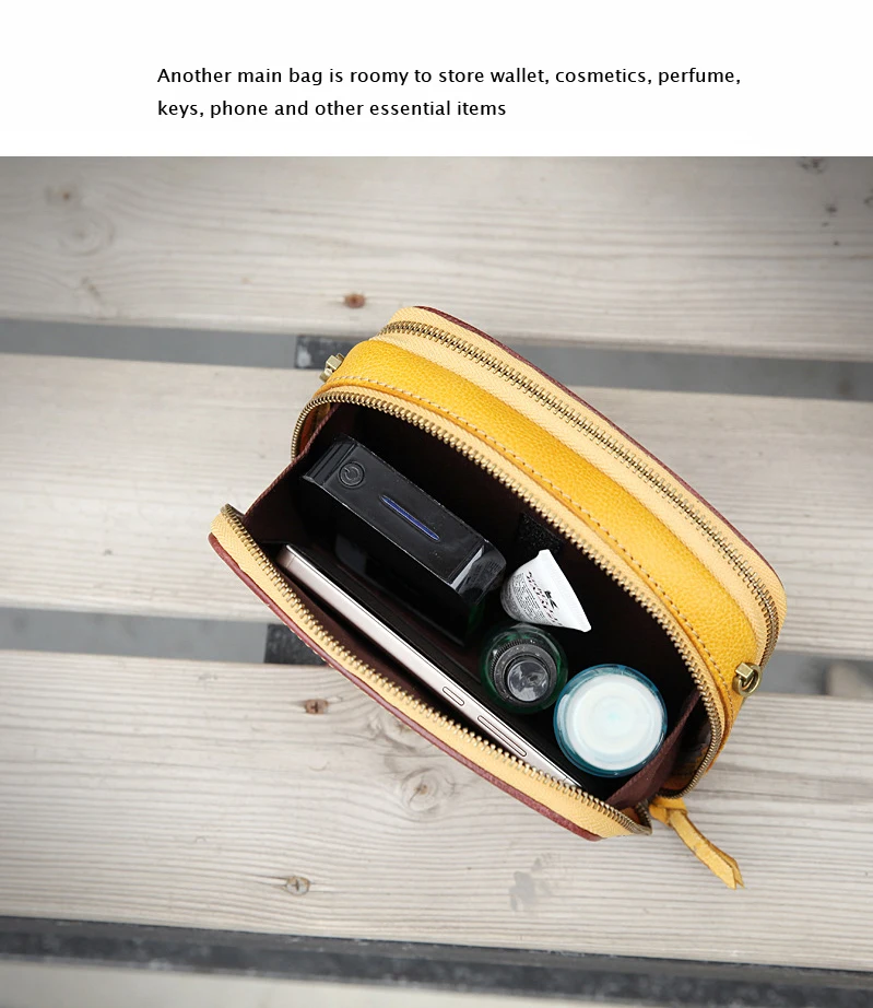 [Новинка] YIFANGZHE маленькая сумка-Кроссбоди из натуральной кожи, 2 основных сумки с несколькими сумочками и сумка через плечо с регулируемым ремешком