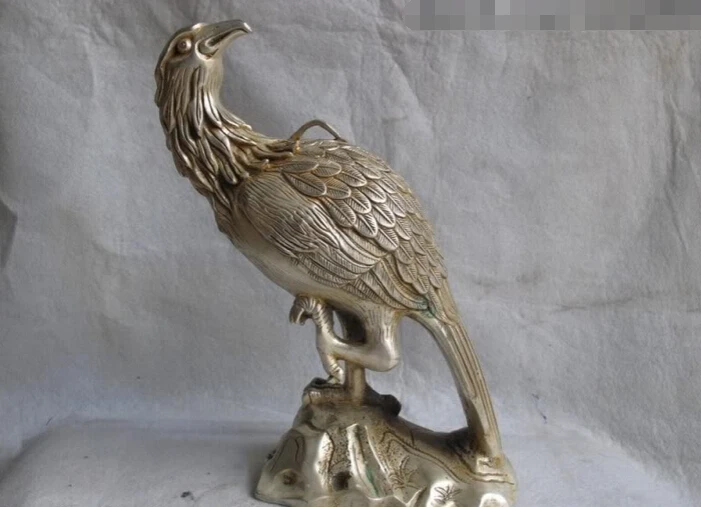 

USPS to USA S2738 12 Chinese Folk Art White Copper Silver animal poll parrot parrot Bird Statue B0401